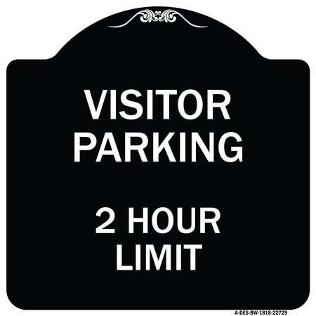 SIGNMISSION Visitor Parking Visitor Parking 2 Hour Limit Heavy-Gauge Aluminum Sign, 18" x 18", BW-1818-22729 A-DES-BW-1818-22729